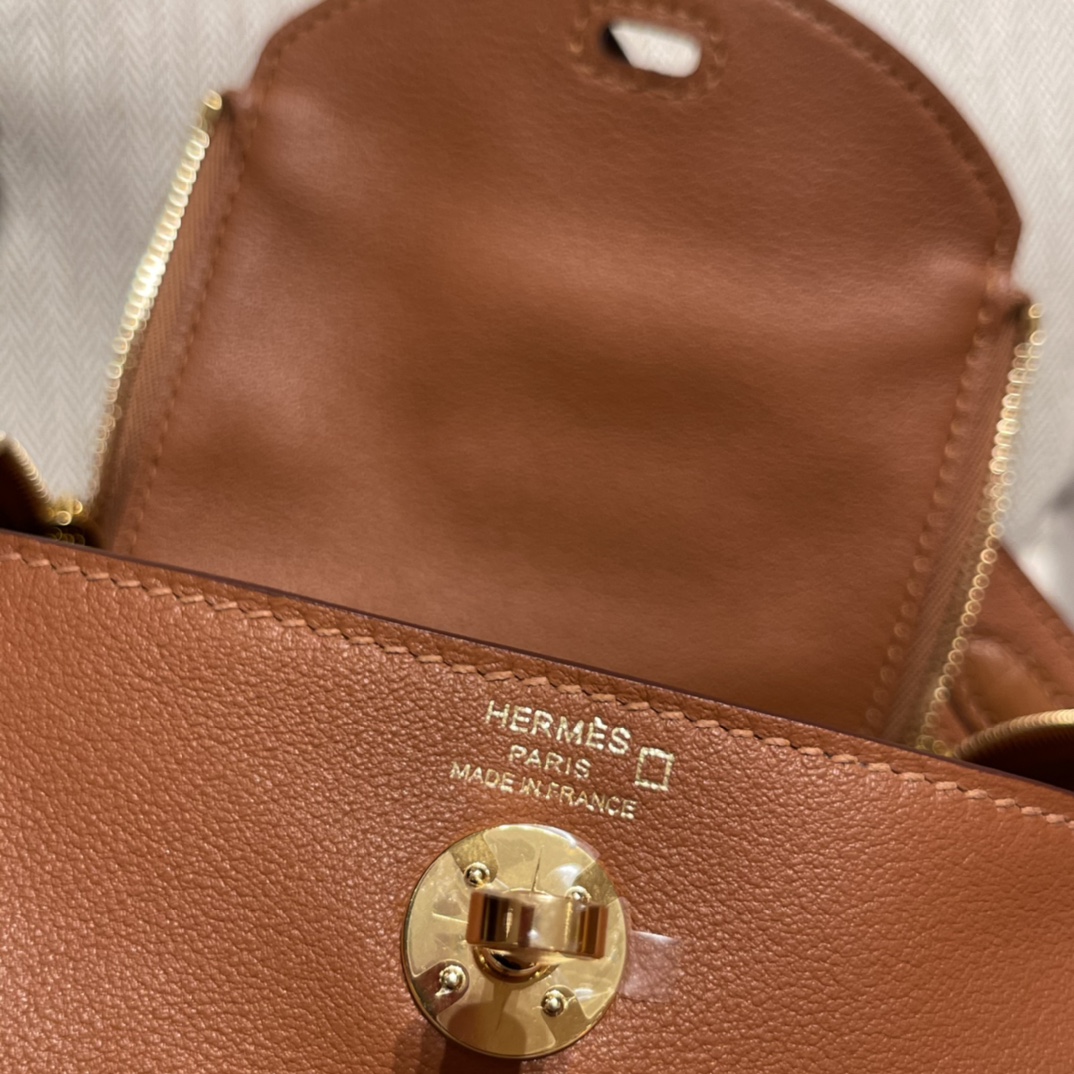 에르메스 미니 린디백 골드브라운 금장 스위프트 악어가죽 핸들